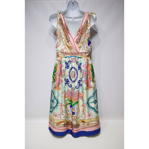 Anthropologie x Collette Dinnigan 100% Silk Midi Dress Shoulder Bows Women Sz. 2 - Picture 8 of 16